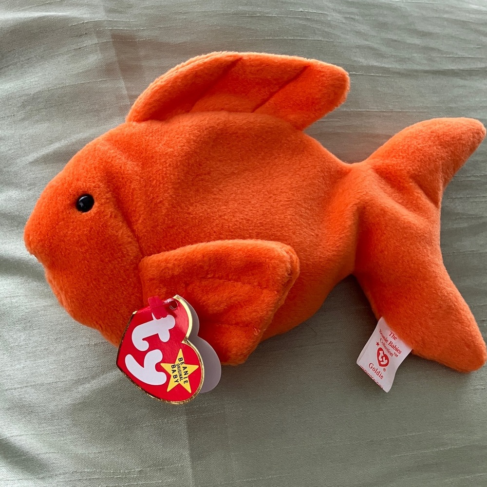 RARE TY ORIGINAL BEANIE BABIES GOLDIE TAG ERRORS 1993 PVC PELLETS REG # PA 1965